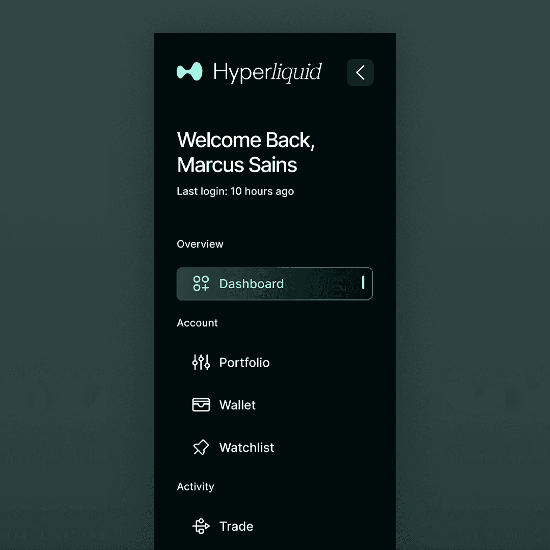 Hyperliquid — sidebar navigation